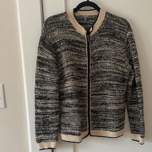 J. Jill Black and Cream Cardigan Sweater